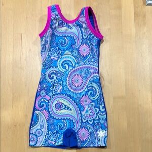 Kids Blue Paisley gymnastic leotard